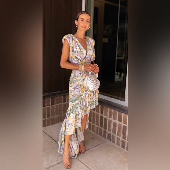 Bronx and Banco Tropical Floral Asymmetrical Ruffle Dress | Size M - Picture 2 of 11